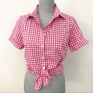 Banana Republic Pink Plaid Button Shirt Fitted 8